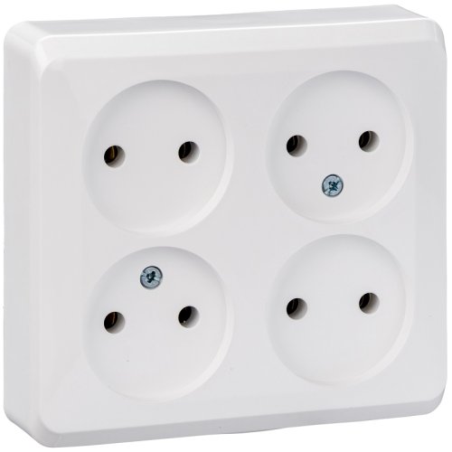 Розетка без заземления накладная Systeme Electric Этюд 4-м. белый картинка